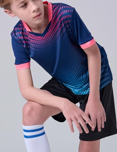 Image of 5 Pack Youth Boys Athletic Dry Fit T Shirts | Lightweight Short Sleeve Tees, Comfy Stretch, Regular Fit, for Teen Kids, Running Soccer Back to School