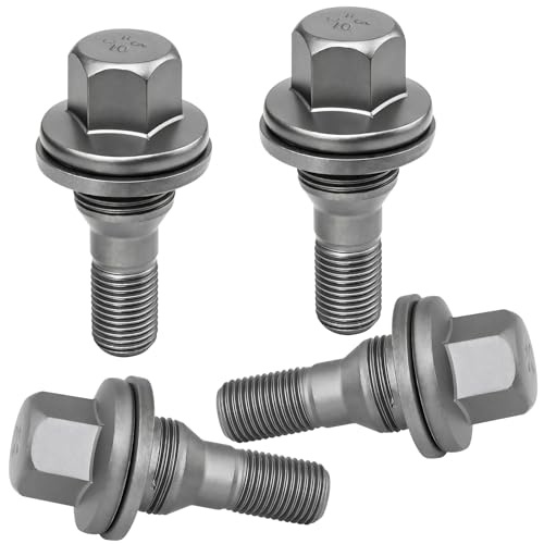 Lot de 4 boulons de roue M12 x 1,25 – Boulons de roue de haute qualité pour Citroën Peugeot, avec écrou de sécurité, convient pour C2, C3, C4, C5, 206, 207, 308, 407