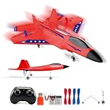 Red RC Plane for Kids Upgrade F-22 Raptor Fighter RC Airplane Remote Control Airplane Toys 2.4 GHZ Smart 6-axis Gyro Stabilizer RTF RC Jet Aircraft Easy to Fly Outdoor Toy RC Glider for Beginners