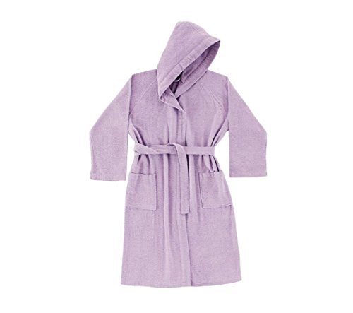 Albornoz niño niña Zucchi de viaje solotuo con capucha talla años 10/12 Micro Esponja de puro algodón 100% 230 gr/m² (Mirto  1835)