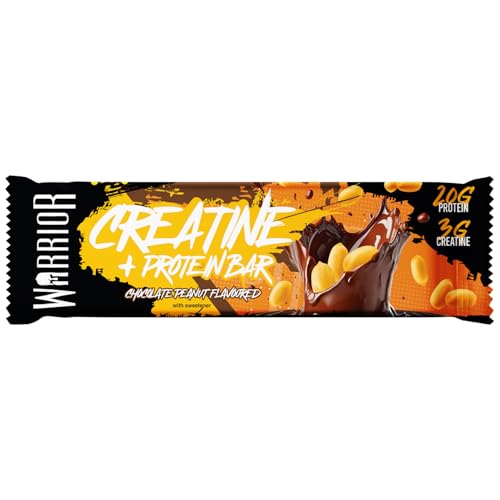 Warrior Creatine Protein Bars – Low Carb Snack, Oat Based Flapjack Bar, Increase Physical Performance, 12 x 75g (Chocolate Peanut) - Image 3