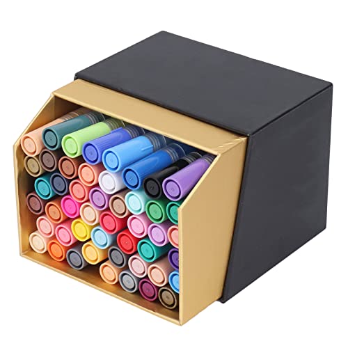 RIZGHWOY Rotuladores de Acuarela de 48 Colores, Rotuladores de Pintura Acrílica de Punta Fina de 3 Mm para Pintura de Piedra, Tela, Madera, Lienzo, Metal, Cerámica, Vidrio, Manualidades