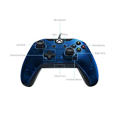 PDP Deluxe Wired Controller for Xbox One, S, Xbox One X and Windows - Blue, 048-129 - Xbox One