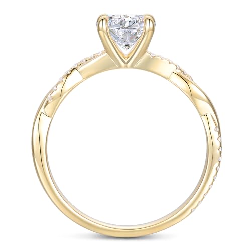 14K White Gold Twisted Ring 14K Gold Moissanite Ring 1CT Round Cut Engagement Ring Solitaire Moissanite Engagement Ring for Women3