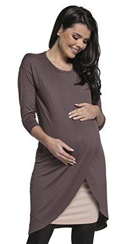 HAPPY MAMA Damen Umstandsmoden Kleid Stillkleid Lagendesign 033...
