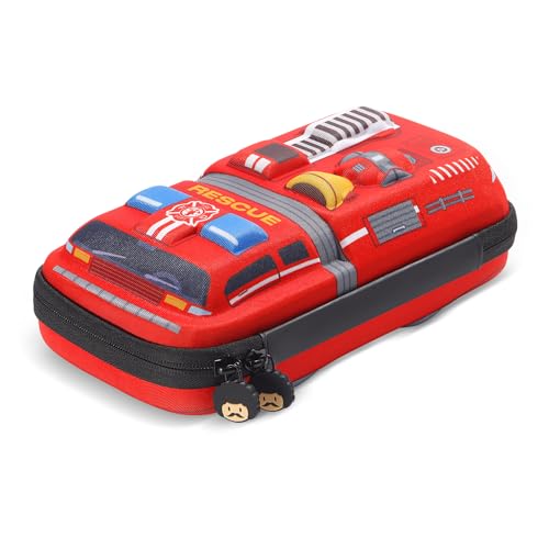 Rockpapa Estojo de lápis para carro, Vermelho, Fire Truck, Caminhão de bombeiros