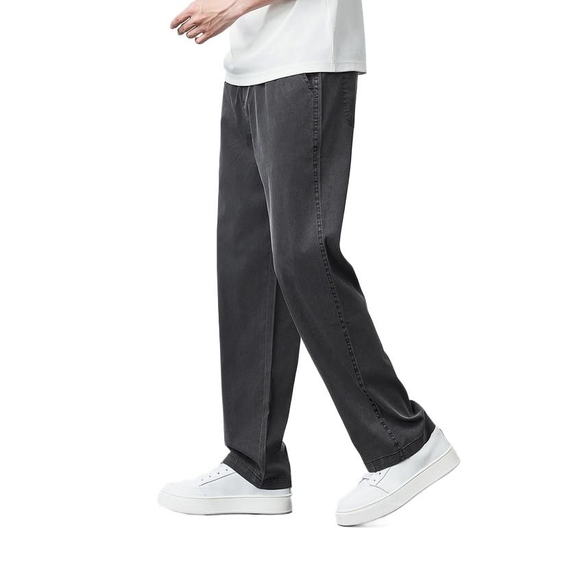 Denim Pants, Elastic Waist, Tapered Casual Pants2