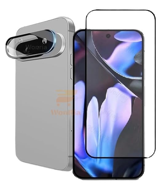 Image of WonRia 1+1 Pack - Tempered Glass for Pixel 9 5G (Fingerprint Working) with Camera Glass Protector Edges to Edge Screen Guard Protector 9H Hardness - (Pack of 2)
