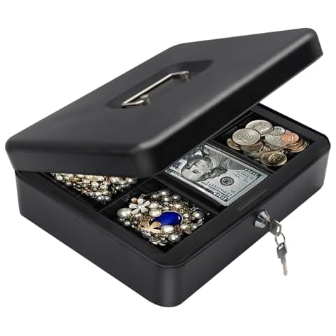 DNSHAN Steel Lock Cash Box with Keys Cover