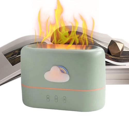 Difusor de aroma con efecto de llama, mejora de la calidad del aire, humidificador de niebla fría y eliminador de olores para relajación, decoración de aroma compacta para escritorio, sala de yoga