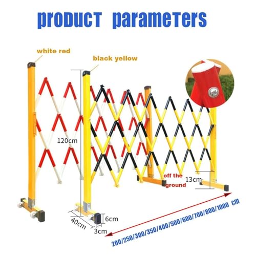 Barrière de sécurité rétractable - Barrière métallique Extensible pour la Gestion du trafic et des piétons (1,2 m x 6 m) - Barrières de sécurité routière Mobiles et Porta