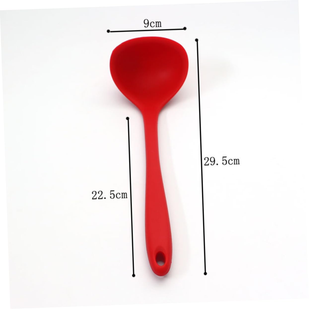 Ciieeo Non Stick Silicone Soup Spoon with Long Handle Solid Color Kitchen Utensil for Cooking and Serving for Home and Restaurant Use Red