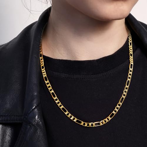 Gold Chain for Men 14K Gold Chain Necklace for Women & Men Figaro Chains for Mens Chains Necklaces 5MM 16” 18” 20” 22” 24” 26” 30”2