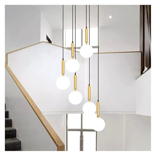 Éclairage d'escalier moderne à LED et suspension design or pour intérieur
