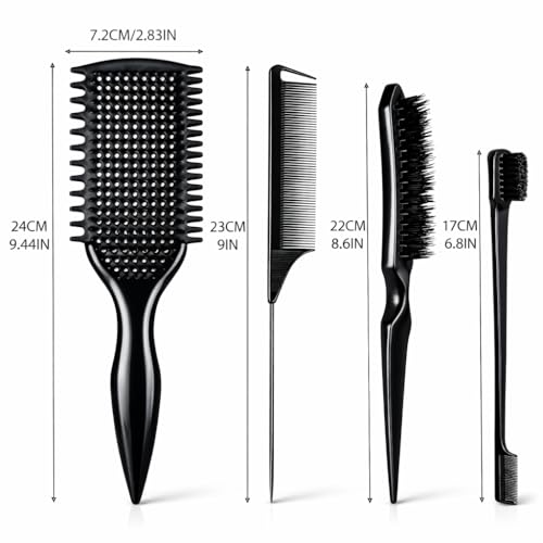 Image of Detangler Brush for Curly Hair, Lightweight Curly Hair Brush with Vented Design for Easy Glide, Effortlessly Detangles Without Pulling or Snagging, Suitable for All Wet and Dry Hair Types (Black)