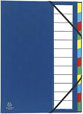 Exacompta 55342E - Clasificador tapa dura lomo extensible 12 compartimentos, azul