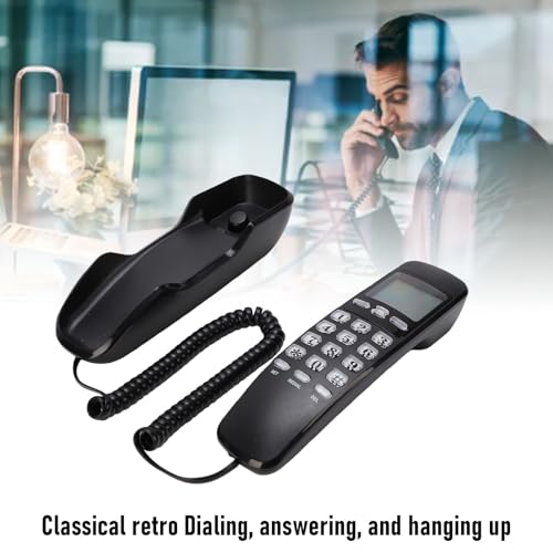 Teléfono Básico con Cable para Montaje en Pared, Negro miniatura 3