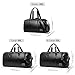 Leather Duffle Bag for Men Small Weekender Gym Bag Black Leather Duffel Bag with Shoe Compartment for Travel Sport Overnight, 20L