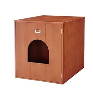 [ベルメゾン] 猫トイレ 収納カバー 可動 棚 日本製 完成品 キャット トイレカバー ブラウン