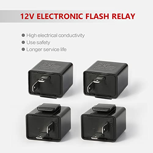 Yonput Pack-4 12V Adjustable Led Electronic Flasher Relay, 2 Pin Electronic Turn Signal Flasher Relay, Electronic Automotive Replacement Flashers For Car Led Flash Relays (Black) #TOP2