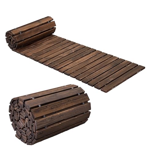 WELUKGUUD Wooden Garden Pathway, Outdoor Roll Out Decorative Garden Walkway,