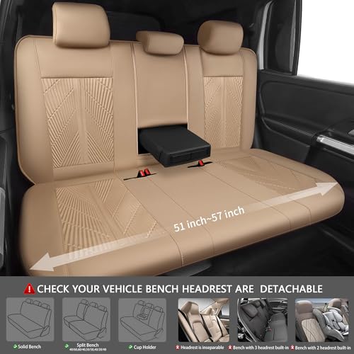Image of CAR PASS Waterproof Car seat Covers Full Sets Neoprene Wetsuit, All-Weather Non-Slip Durable, Universal Fit for SUV Sedans Trucks Vans Automotive, Armrest Airbag Compatible, 3D Emboss All Beige