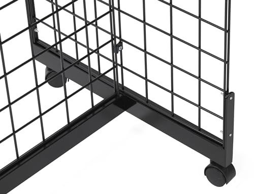 Black Grid Gondola Unit - Includes Base and Casters - Grid Unit 48"L x 66"H x 24"W