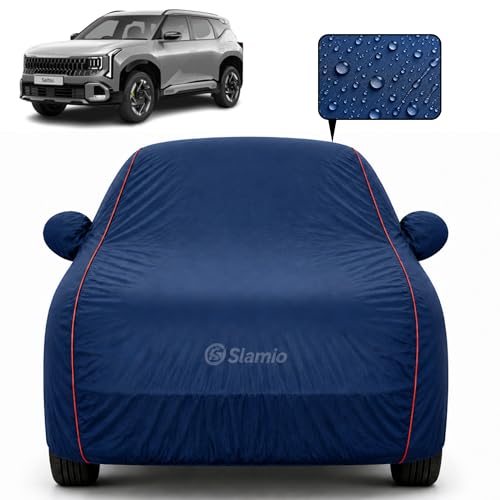 Image of Car Cover for Kia Seltos 2024-2026 | 100% Waterproof Heavy-Duty 3-Layer Car Body Cover | All-Weather Rain, UV, Sun & Dust Protection | Custom Fit | Mirror & Antenna Pockets | Navy Blue
