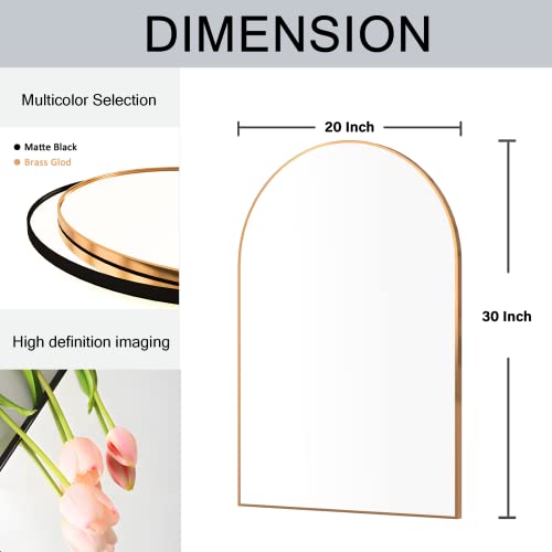 Neuweaby Arched Wall Mirror For Bathroom, 20"X30" Arched Mirror Wall Mounted Mirror With Metal Frame, Gold Vanity Mirror Decor For Mantle, Bedroom, Entryway, Living Room #TOP3