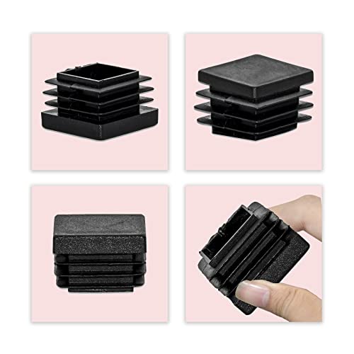 Image of Flyshop 30 x 30 mm, 1.18 inch x 1.18 inch Black Plastic Hole Plugs Square Tubing End Caps Tube Inserts Durable Furniture Glide for Chair Table Stool Leg 8 Pack