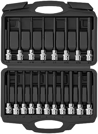 ALOANES Juego de llaves hexagonales Allen extra largas de 19 piezas de 38 pulgadas, estándar SAE (18" - 38"), métrico (0.118 in-0.472 in)