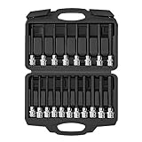 ALOANES 19-Piece 3/8 Inch Drive Extra Long Allen Hex Bit Socket Set, Standard SAE (1/8' - 3/8') ，Metric(3mm-12mm)