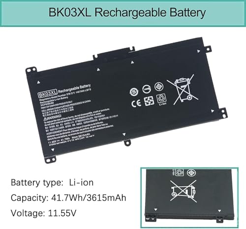 Image of Wefly BK03XL Laptop Battery Compatible for HP Pavilion X360 14-BA000 14-BA013NL 14-BA015NG 14-BA016NM 14-BA019NF 14-BA033TX 14-BA021UR 14-BA024NW 14-BA002NI 14-BA028TX 14-BA003NU Laptop Battery