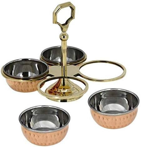 Miniatura 4 de Vajilla hecha a mano de cobre y acero de primera calidad, ollas de condimentos para servir pepinillos, ambientadores bucales, salsas, frutas secas,