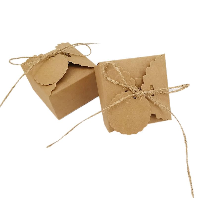 30/50/100Pcs Kraft Paper Christmas Wedding Candy Box Bomboniera Scatole per imballaggio Regalo con Corda Baby Shower Decorazione per Feste di Compleanno