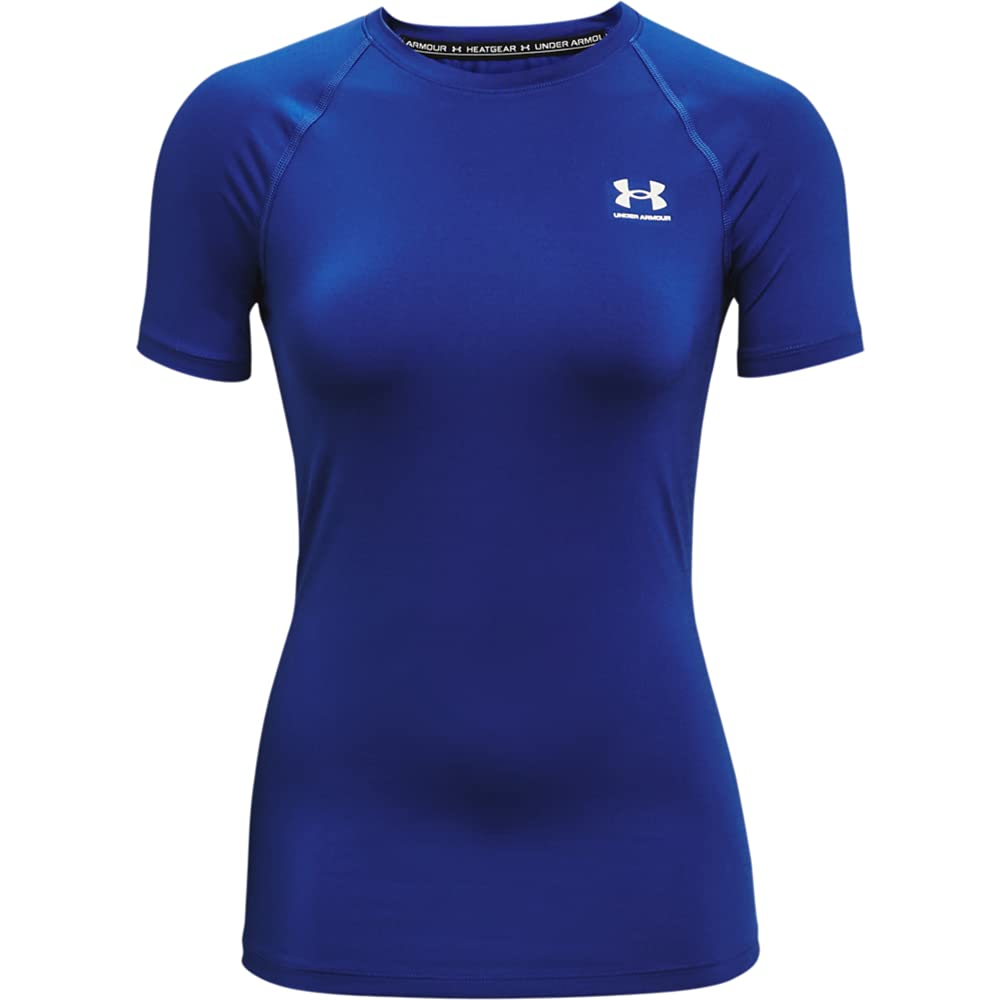 Under Armour Women's HeatGear Compression Short-Sleeve T-Shirt, Royal (400)/White, Large
