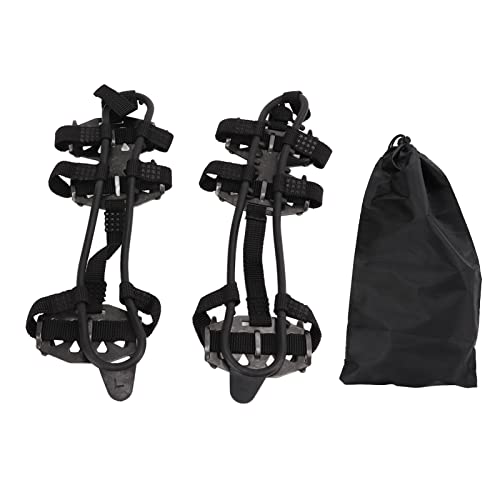 Eis-Schnee-Griffe, 1 Paar Anti-Rutsch-Schuhe Eis-Greifer, Edelstahl mit hoher Dichte, zum Wandern Angeln Klettern(Schwarz, L) Cover
