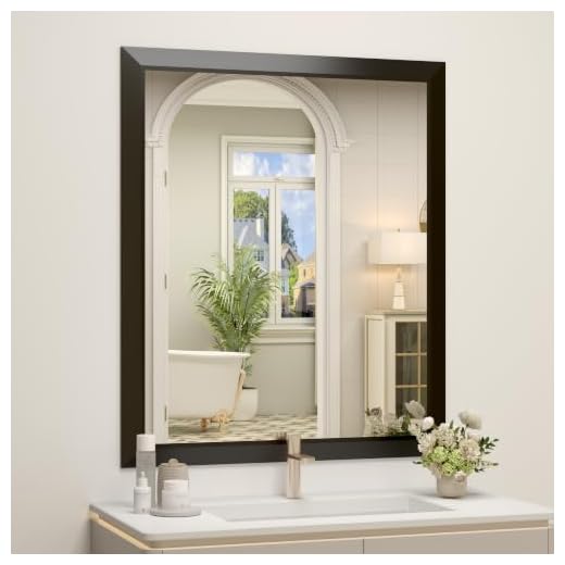 SMIROR Matte Black Bathroom Mirror for Over Sink 36x 30 inch, Metal Thick Frame Rectangle Vanity Mirror for Wall, Anti-Rust, Horizontally or Vertically Mounted