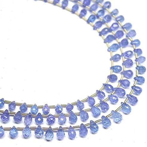 1 Strand Tanzanite Tear Drop Faceted 8'' Long Strand Gemstone Beads, Jewelry Supplies for Jewelry Making, Bulk Beads, for Meditation Jewellery Gemstone Size 4mm to 5mm