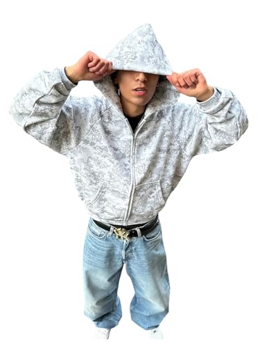 Men's Light Camo Hoodie Long Sleeve Zip Up Hoodies Pullover Sweatshirt Jackets Outerwear Streetwear