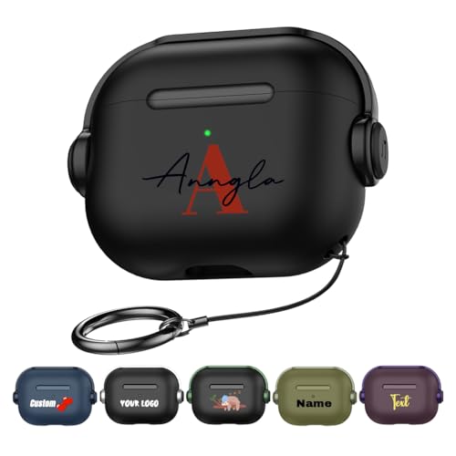 Custodia con nome personalizzato compatibile con AirPods Pro 3 Gen 2025, cover personalizzata adatta per iPod 4 3 2 1 - Lettera iniziale personalizzabile, con portachiavi