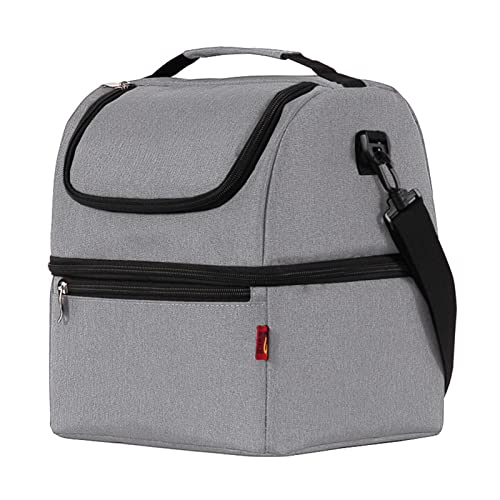 RASTKY Bolsa Térmica Aislante a Prueba de Fugas de Alta Densidad para Acampar Al Aire, Bolsa Térmica para Lonchera de Dos Pisos, de Hombro Resistente Al Agua (GREY)