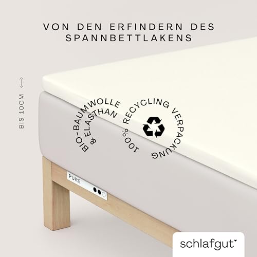 schlafgut Pure Topper Spannbettlaken 140x200 cm Bio-Baumwolle, Off-White – Ansicht 3