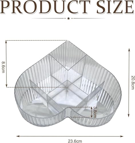 Image of House of Quirk Heart Shape Cosmetic Storage Tray - Makeup Organizer for Lipstick, Perfume & Skincare, Large Capacity Dressing Table Makeup Holder, Vanity Organizer Tray (White)