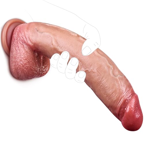 Sex Toys 11.2 Inch Realistic Big Dildo Flesh Silicone Movable Foreskin Dildos for Clitoral Vagina Dildo with Suction Cups Playable Foreskin Penis Sex Toys for Women Men
