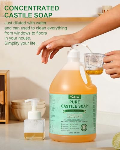Image of Yoken EWG Peppermint Castile Soap 1 Gallon, Bulk Clean Liquid Soap Refill