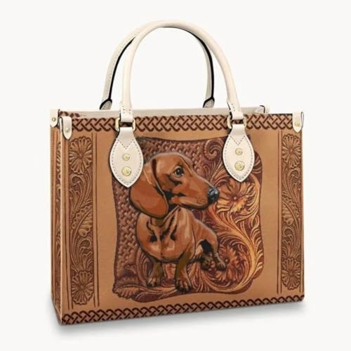 Bolso de cuero Dachshund para mujer miniatura 4