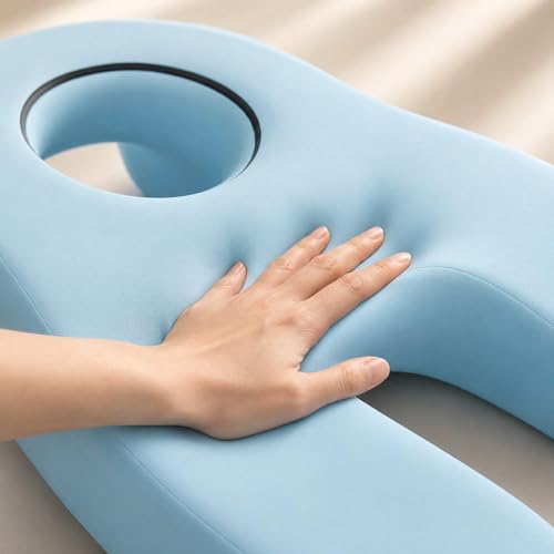 Oreiller mémoire de forme ergonomique respirant bleu avec housse - 4