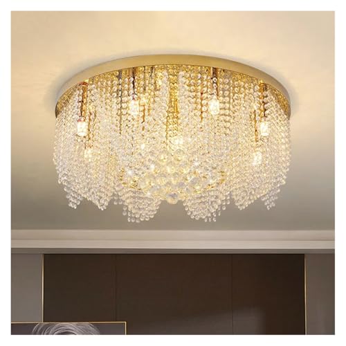 Lustre luxe salon cristal plafonnier moderne pour grand séjour