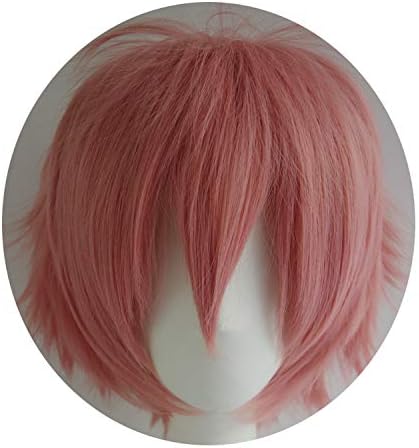 Alacos Short Pink Spiky Layered Anime Cosplay Costumes Wig for Sayori+Cap